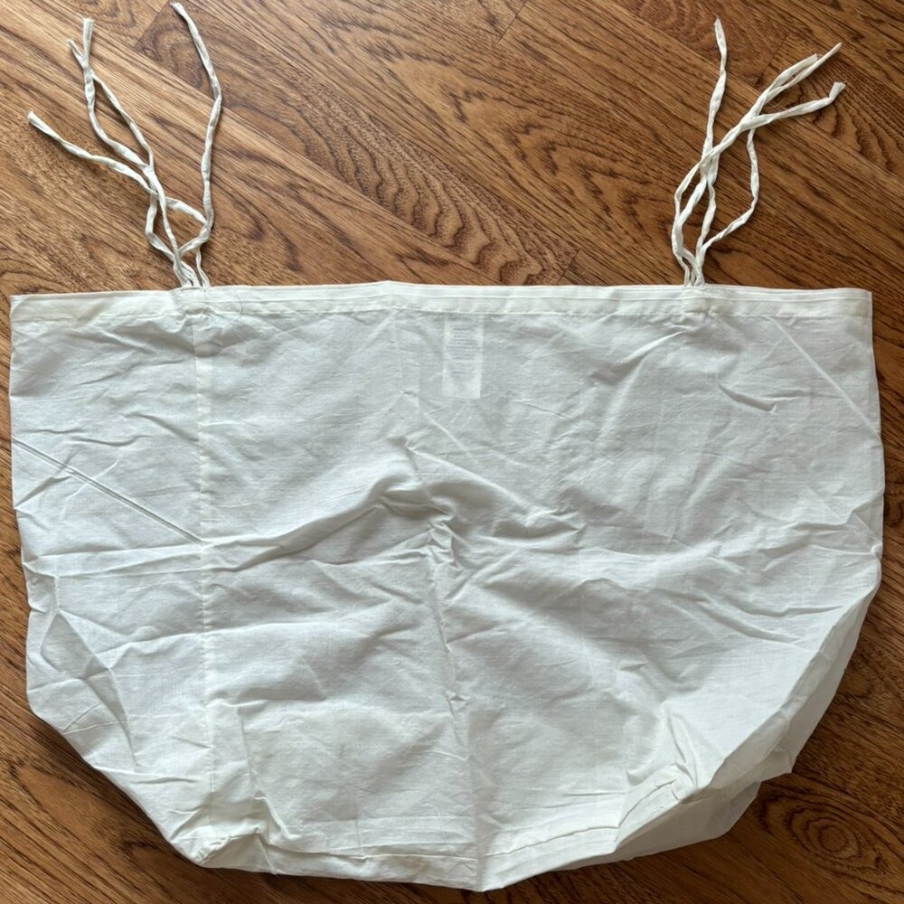 NEW! PIER 1 FABRIC BASKET LINER WITH 4 TIES in NATURAL BOHO CASUAL FARMHOUSE